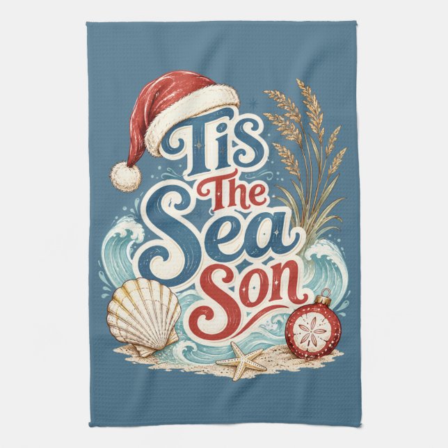 Linge De Cuisine Typographie de Noël Côtière C'est la Saison de la  (Vertical)