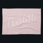 Linge De Cuisine Typographie de script chic Nom personnalisé | Rose<br><div class="desc">Typographie de script chic Serviette de cuisine rose personnalisée</div>