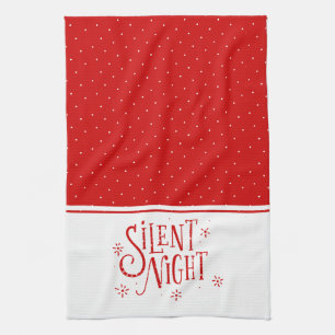 Linge De Cuisine Typographie des nuits silencieuses blanc et rouge