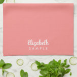 Linge De Cuisine Typographie moderne élégante Nom Best Peach Modèle<br><div class="desc">Typographie moderne élégante Nom Modèle rose rose rose rose couleur de la serviette de cuisine.</div>