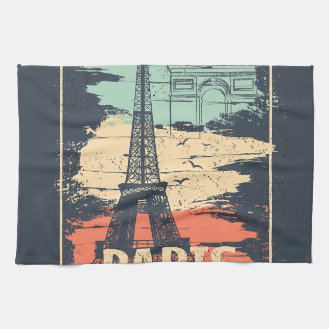Linge De Cuisine Typographie parisienne : affiche Eiffel abstraite. (Horizontal)