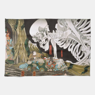 Linge De Cuisine Ukiyo-e vintage : l'art du spectre de squelette de