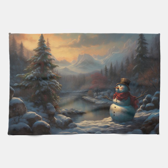 Linge De Cuisine Un Accueil Froide | Jolly Snowman Noël (Horizontal)