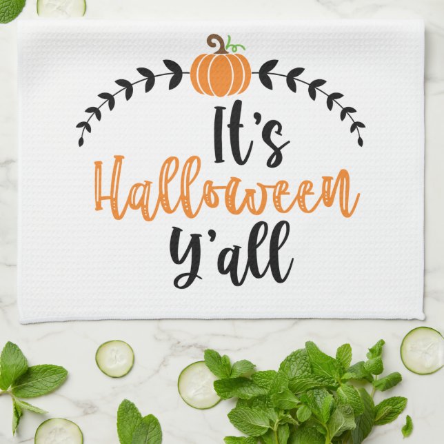 Linge De Cuisine Un Citrouille sympa Son Halloween Yall (Plié)
