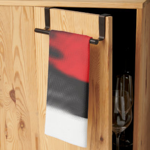 Linge De Cuisine Un design graphique rouge avec un habillage géomét