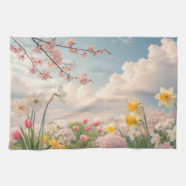 Linge De Cuisine Un fond floral printanier (Horizontal)