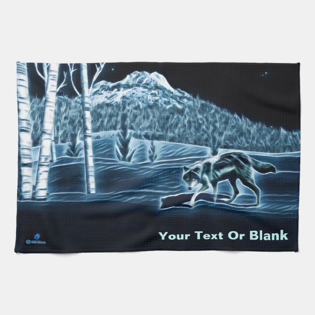 Linge De Cuisine Un loup sur la neige (Horizontal)