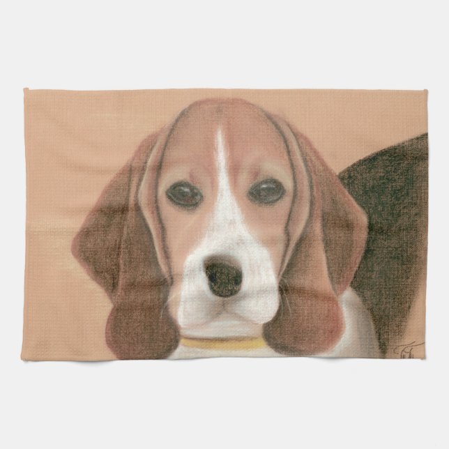 Linge De Cuisine Un mignon chien intelligent. Pastel (Horizontal)