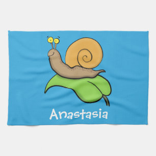 Linge De Cuisine Un mignon escargot heureux sur une illustration d'