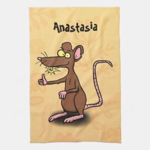 Linge De Cuisine Un rat brun mignon pouce vers le haut dessin animé
