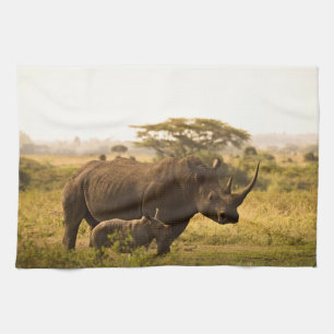 Linge De Cuisine Un Rhino avec son bébé