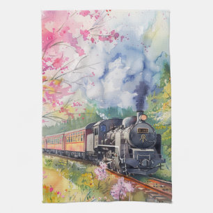 Linge De Cuisine Un train au printemps