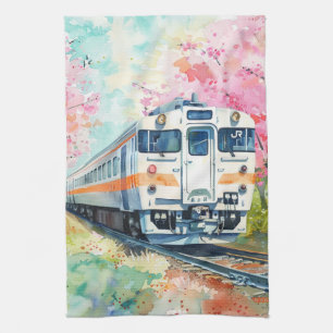 Linge De Cuisine Un train au printemps