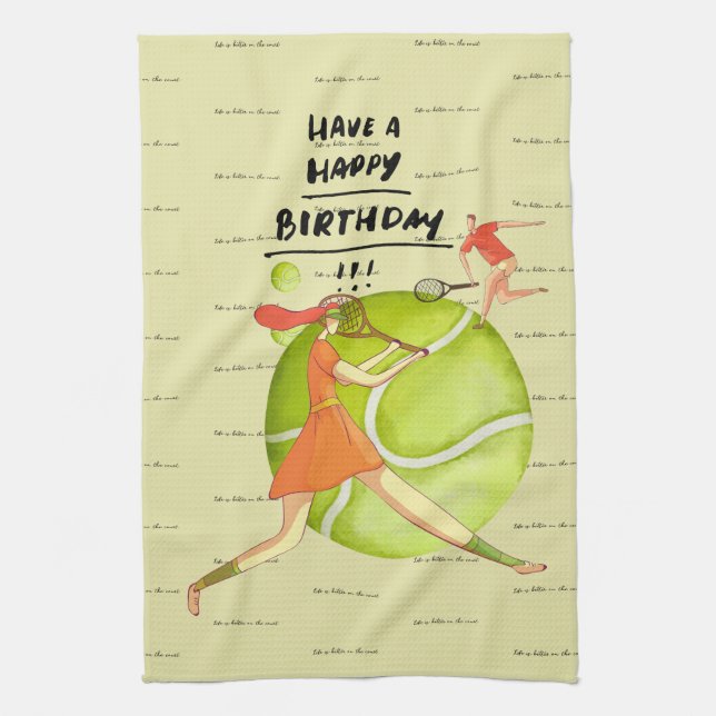 Linge De Cuisine Une femme de tennis joue Joyeux Anniversaire au jo (Vertical)