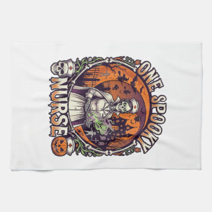 Linge De Cuisine Une infirmière effrayante Halloween squelette poti