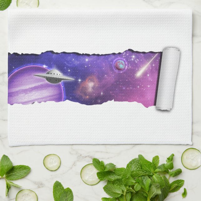 Linge De Cuisine Une larme dans l'espace - Planète violette UFO Com (Plié)