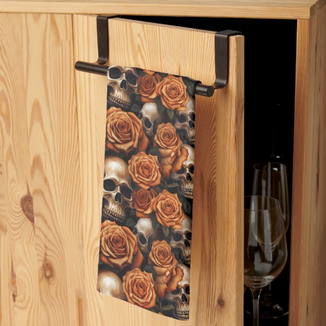 Linge De Cuisine Une série de crânes et de roses Design 9 (Pliage en tiers)