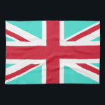 Linge De Cuisine Union Jack turquoise et rouge<br><div class="desc">Motif turquoise et rouge basé sur les croix dans l'Union Jack.</div>