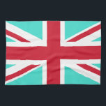 Linge De Cuisine Union Jack Turquoise et Rouge<br><div class="desc">Motif turquoise et rouge basé sur les croix de l'Union Jack.</div>