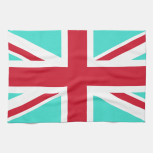 Linge De Cuisine Union Jack Turquoise et Rouge