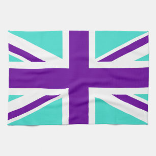 Linge De Cuisine Union Jack turquoise et violette