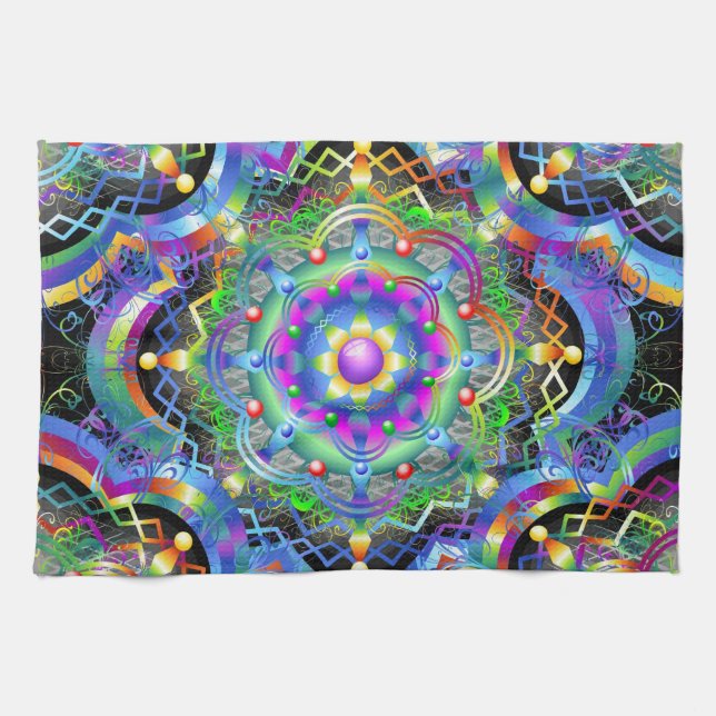 Linge De Cuisine Univers Mandala Couleurs Psychédéliques (Horizontal)