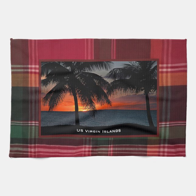 Linge De Cuisine US Virgin Islands USVI Sunset Madras  (Horizontal)