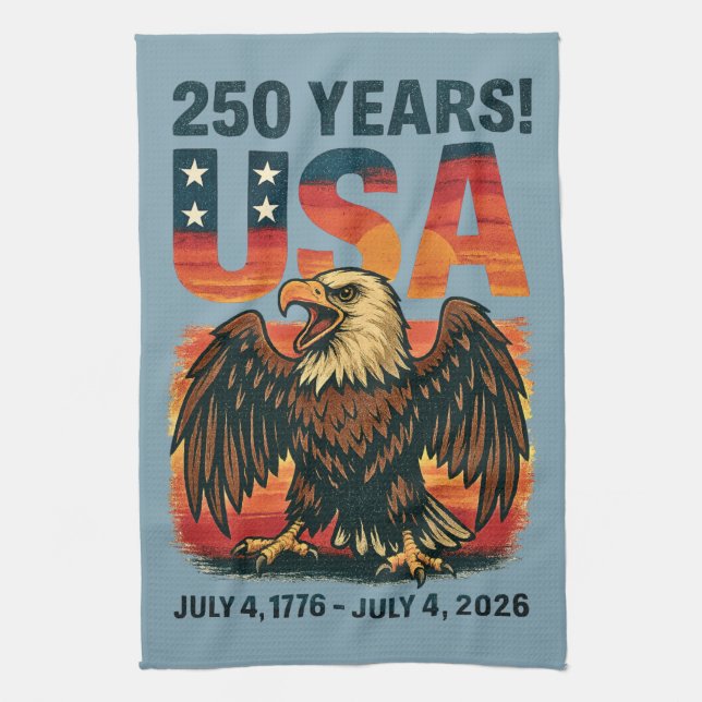 Linge De Cuisine USA 250 Years - Patriotic Bald Eagle 4 juillet 202 (Vertical)