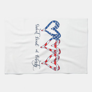 Linge De Cuisine USA Drapeau Patriotique Coeurs 4 juillet Sweet Lan