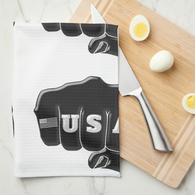 Linge De Cuisine USA Fist Bump avec le drapeau américain (Quart Plié)