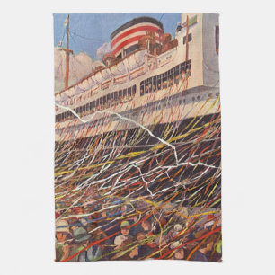 Linge De Cuisine Vacances sur un bateau de croisière vintage ; fête