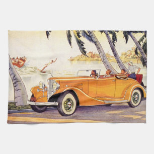 Linge De Cuisine Vacances vintage en voiture convertible