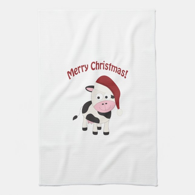 Linge De Cuisine Vache à Joyeux Noël (Vertical)