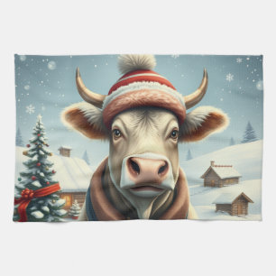 Linge De Cuisine Vache de ferme dans l'hiver de Preppy Attire et Ca