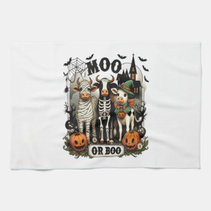Linge De Cuisine Vache de Halloween Moo ou Boo
