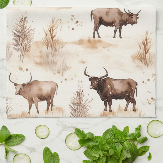 Linge De Cuisine Vache des Highlands de l'Ouest Sud-Ouest (Plié)