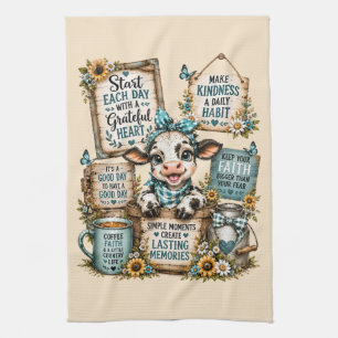 Linge De Cuisine Vache des Highlands Mignonne avec Citations/ Chrét