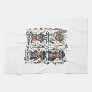 Linge De Cuisine Vache écossaise patriotique rouge blanc et boujee
