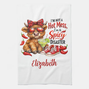 Linge De Cuisine Vache Highland Monogram désordre drôle humoristiqu