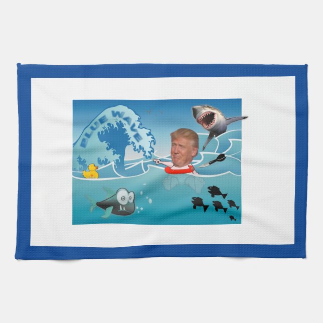 Linge De Cuisine Vague bleue/anti atout, (Horizontal)
