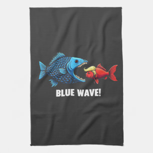Linge De Cuisine Vague bleue Kamala Harris Walz Élection de poisson