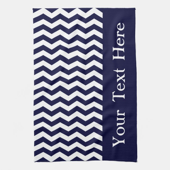 Linge De Cuisine Vague bleue profondément Pacifique Chevron (Vertical)