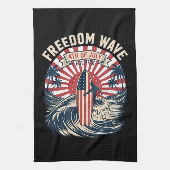 Linge De Cuisine Vague de liberté 4 juillet (Vertical)