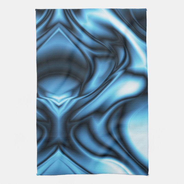 Linge De Cuisine Vague de soie bleue (Vertical)