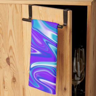 Linge De Cuisine Vagues célestes : Le marbre bleu blanc et violet