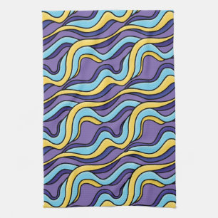 Linge De Cuisine Vagues colorées Motif Funky Retro moderne Abstrait