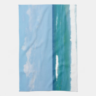 Linge De Cuisine Vagues de l'océan ciel bleu se brisant sur le riva