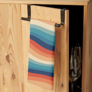 Linge De Cuisine Vagues Rétro Colorées Vintage