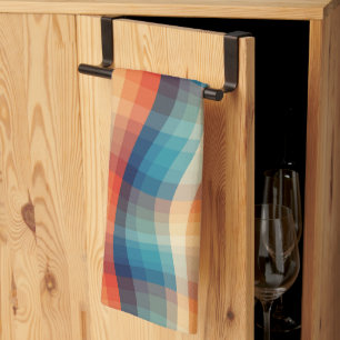 Linge De Cuisine Vagues Rétro Colorées Vintage