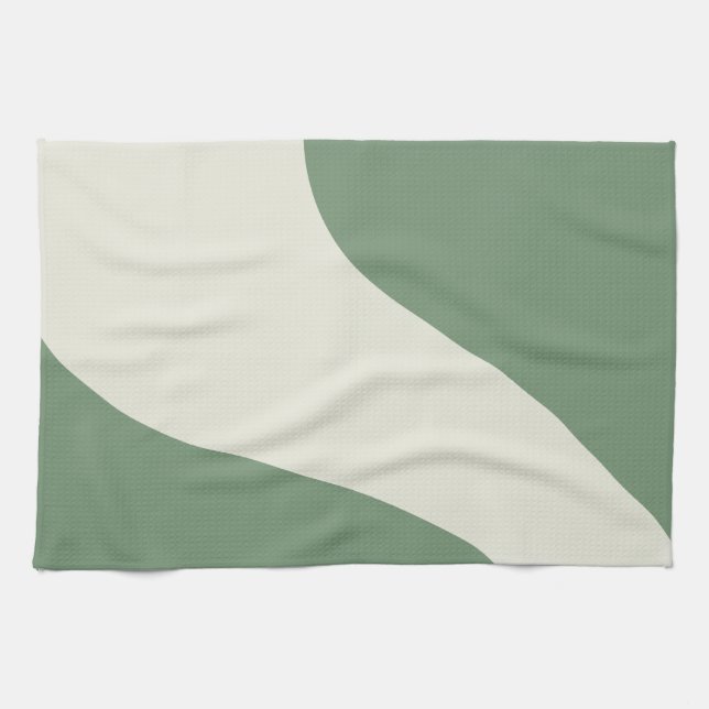 Linge De Cuisine Vagues simples en vert (Horizontal)